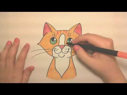 how to draw the face of a cat