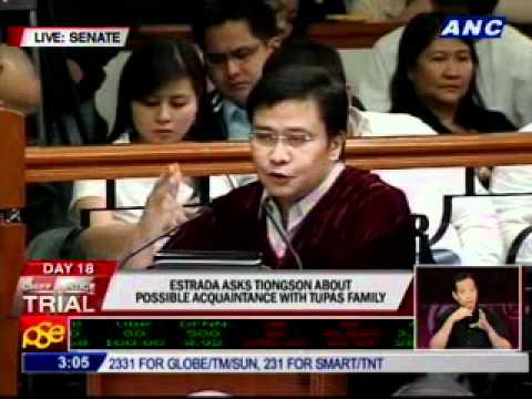 Estrada to Tiongson: Are you acquainted with any member of the Tupas family?