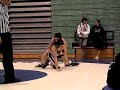 pretty girl pins boy in wrestling match