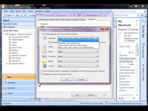 how to provide delegate access in outlook