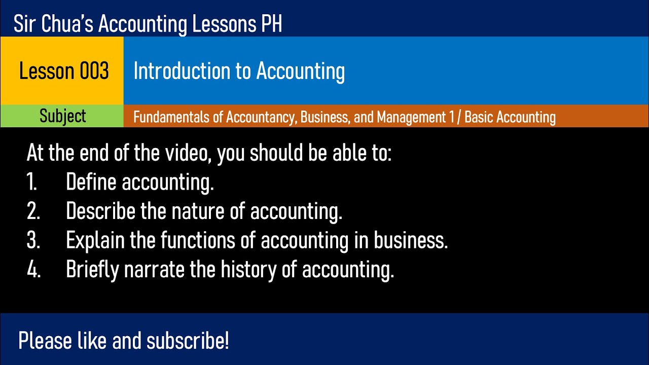 Lesson 003 - Introduction to Accounting