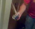One handed beer shotgun