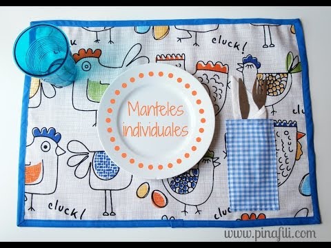cómo hacer mantel - tutorial para hacer manteles individuales. Hemos hecho dos manteles en uno, son reversibles y tienen bolsillos para meter los cubiertos y la servilleta. Pued...
