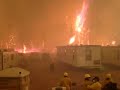 on august 13th, 2007, the cascade complex wildfires - in central idaho - overran a fire camp where several hundred firefighters and support personnel were camped.  the fire's arrival was not a surprise, the fire that threatened the camp had been burning with similar intensity in similar fuel types for over 2 weeks before this incident occurred.
  
for background on the events leading up to this event, read:
http://fusee.blogspot.com/2007_08_01_archive.html

this video was shot by alex park, and later sent anonymously to fusee.org.