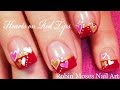 how to paint easy pink and red hearts for valentines day: robin moses nail art tutorial design 589