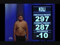 Watch the week-by-week slideshow of Koli's transformation on The Biggest Loser Season 9. He may have drawn criticisms for what some believe to be arrogance, but no one can deny he's worked his butt off, to go from 403lbs to 188lbs. Let's congratulate Koli for winning the at-home prize of $100000, and losing the greatest percentage of all contestants (53.35%) this season. Keep it up, Koli!