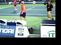 Tursunov Petrova hitting balls into crowd