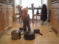 Jingle Bells: 2-Year-Old Drumming on Pots & Pans Jingle Bells: 2-Year-Old Drumming on Pots & Pans