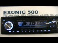 EXPERIENCE THE EXONIC LINE OF FULL FEATURED HEADUNITS EXONIC 500 Flip-Down WMA / MP3, CD Receiver with USB, SD / MMC • CD / MP3 / WMA / CD-R / CD-RW Compatible • Integrated USB Port • Integrated SD / MMC Card Slot • Front AUX Input • Flip-Down and Detachable Face • iPod Ready • MP3 File and Folder Search by Name • MP3 Track and MP3 Character Search • MP3 ID3 TAG (Song / Album / Artist Title) Display • Volume / Bass / Treble / Balance / Fader control • DSP Sound Effect (Pop / Flat / Classic / Rock) • Auto Memory Store • AM / FM Radio Tuner • 30 Preset Stations (18 FM / 12 AM) • MOSFET 50W x 4 Audio Output • 4 channels x 4V Line-Out • 4V Subwoofer Output • Multi Function Remote Control
