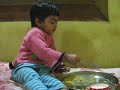 chinu eating maggie with full enjoy