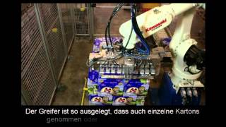 Kawasaki Roboter palettiert bei Feldschloesschen