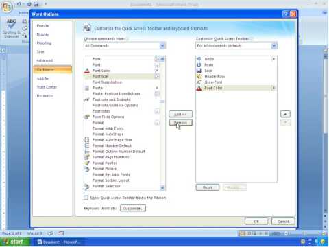 Word 2007 Tutorial 4 - Customizing The Quick Access Toolbar