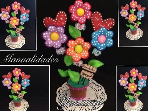 arreglo de flores - LES DEJO EL ENLACE AL VIDEO DE COMO HACER LAS FLORES QUE MUESTRO EN ESTE VIDEO SOLO DALE CLICK AQUI http://youtu.be/txA-gmSwyYY PARA DESCARGAR LOS MOLDES DE ...