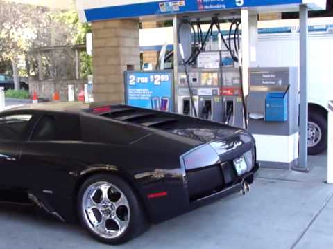 Murcielago - http://carbuzz.com/ This amazing murcielago had blacked out taillights and chromed wheels. spotted in orinda, CA. also at the gas station was a dodge viper a...