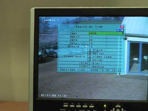 Locating and backing up footage using the on screen menu