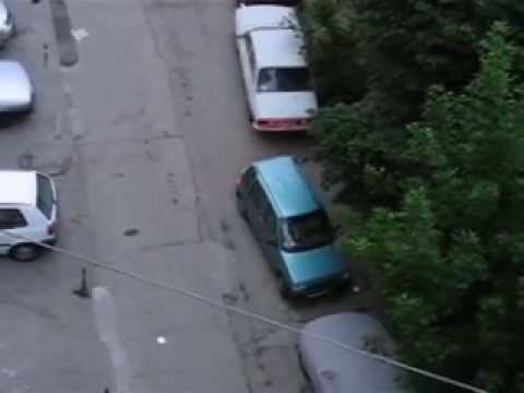 Stupid woman parking a car in Romania