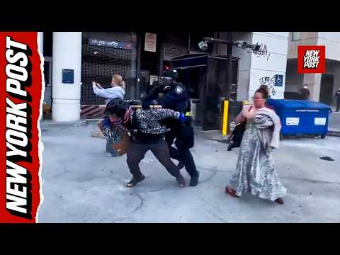 Protestors vandalize federal building, clash with cops after LA ICE