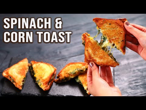 Cheesy, Yummy Spinach & Corn Toast Recipe😋 | Easy Sandwich For School/College/Office Tiffin Box 💯