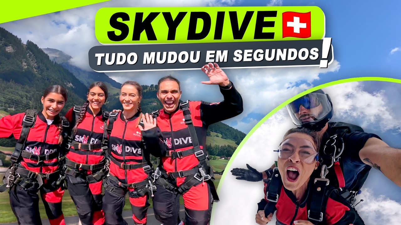 Não Acredito! Joguei minhas Filhas do Avião na Suiça 🪂 #macmasi #eurotrip #suica #skydive