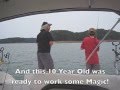 10 Year Old Catches Monster 31 LB Striped Bass