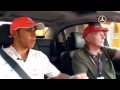 Hamilton in Mercedes S400 Hybrid with Niki Lauda