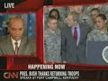 Soldiers make President George W Bush look unwelcome