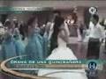 Quiceañera se quema se vestido y sale en la tele