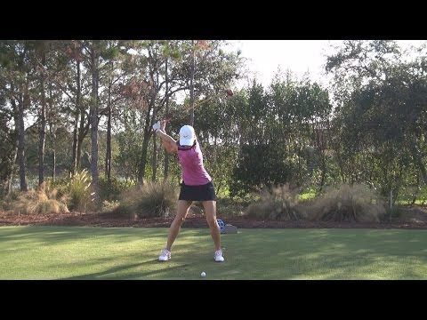 MICHELLE WIE – PERFECT FACE ON FAIRWAY WOOD GOLF SWING LATE 2013 – REG & SLOW MOTION – 1080p