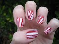 Glitter Candy Cane Nail Tutorial