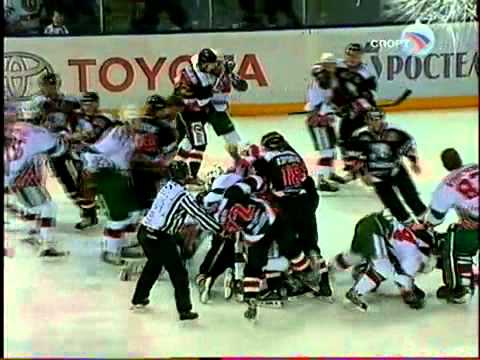 Hockey Brawl Between Ak Bars and Traktor