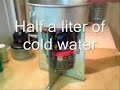 Homemade alcohol camping stove in action. Assembling stove and boiling water (half a liter in 3 minutes).