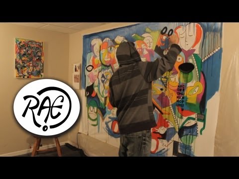 HUGE MURAL PAINTING by RAEART Graffiti Streetart STYLE using Acrylic Paints