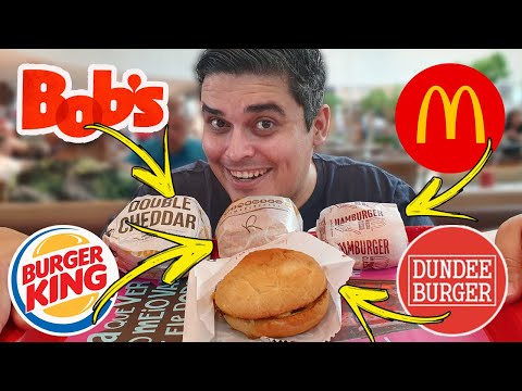 O HAMBÚRGUER MAIS BARATO - McDonald's, Burger King, Bob's e Dundee Burger