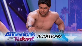Azeri Brothers: Scary Dudes Freak Out the Audience with Torture Stunts - America 's Got Talent 2017