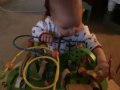Rory standing on toy