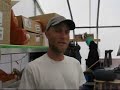 Cody eats fish smoothie