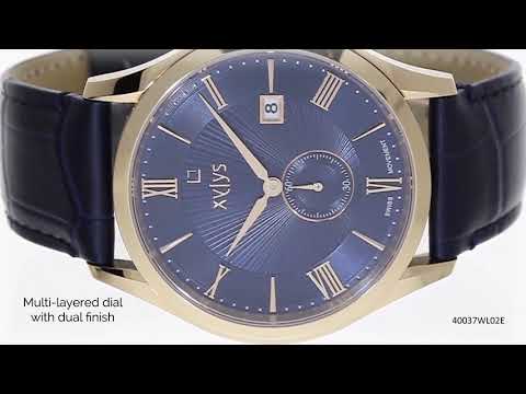 Buy Online Xylys Swiss Analog with Date Blue Leather Strap and