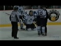 pei rocket forward patrick mcgrath was given a five-minute major for checking to the head and a game misconduct for this hit on chicoutimi sagueneens forward...