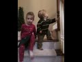 Jackson walking down the stairs.