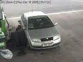 Guy is pumping gas and a run away tire knocks the crap out of him.  They see me rollin...