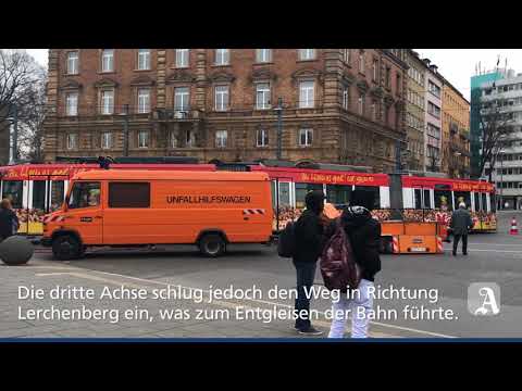 Straenbahn am Mainzer Hauptbahnhof entgleist