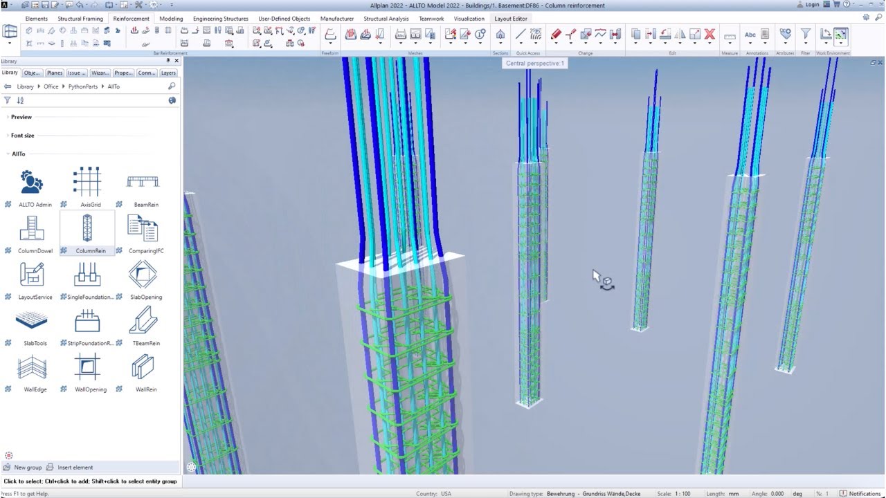 Reducing time in reinforcing Column rebars by ALLTO PythonParts | Commercial Project