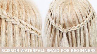✂️ How To Scissor Waterfall Braid Half Up Half