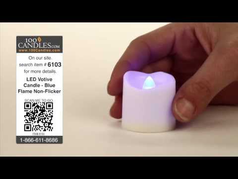 Battery Operated LED Votive Candle - Blue Flame Non-Flicker