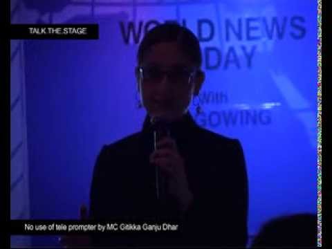 MC, TV Anchorperson Gitikka Ganju Dhar hosting for a BBC World event in Delhi featuring Nick Gowing.
