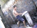 Robson fazendo aquecimento para a execu��o da Palma de Ferro