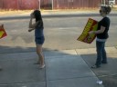Acting retarded trying to sell fireworks.