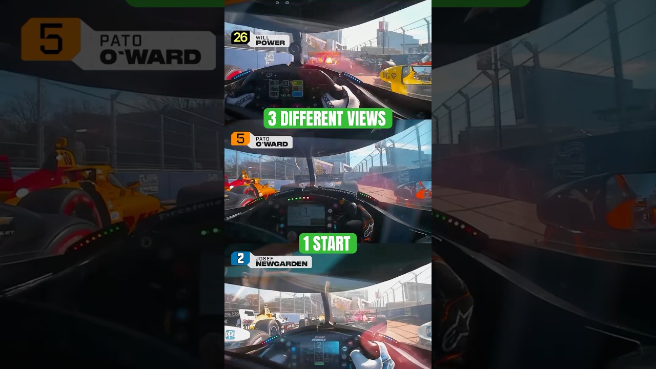 One race start, three different views 👀 #indycar #racing