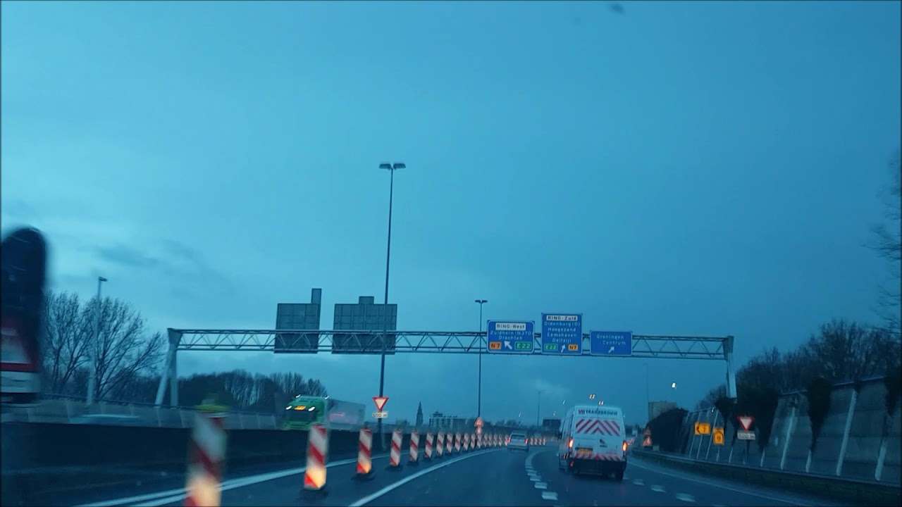 Rij mee over de tijdelijke weg A28 bij de Brailleweg (Groningen)