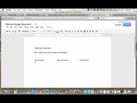 how to create columns in google docs